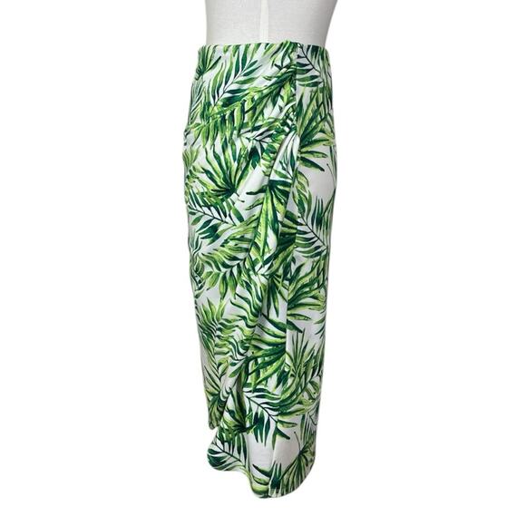 Marc New York Faux Wrap Skirt White Green Tropical Leaf Print Women’s Size Large - Picture 4 of 10